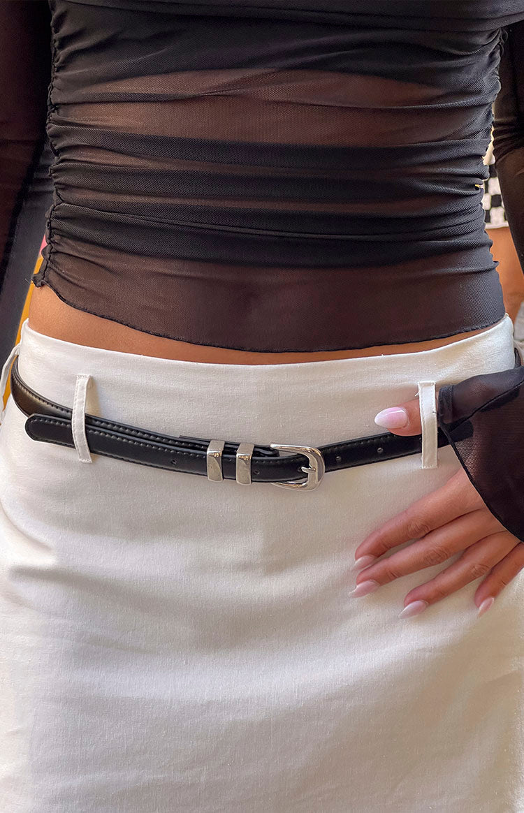 Kylee Thin Black PU Belt-Vavasi.All Rights Reserved.