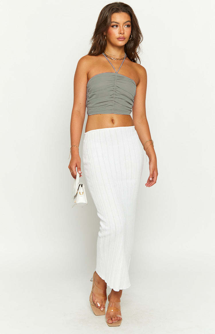 Joyce Grey Halter Top-Vavasi.All Rights Reserved.