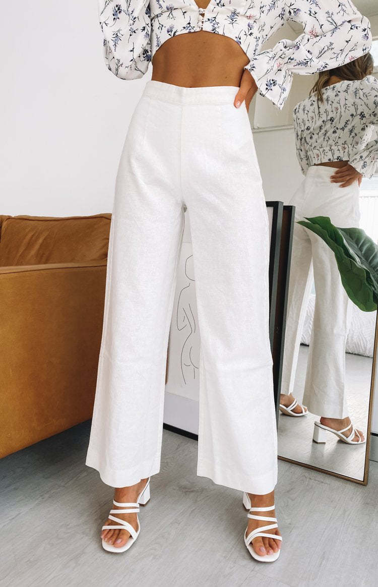 Julian Linen Pants White-Vavasi.All Rights Reserved.