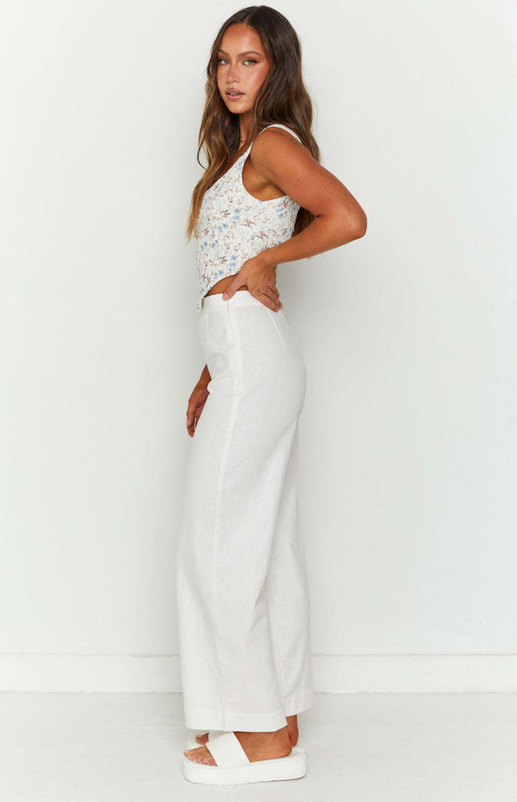 Julian Linen Pants White-Vavasi.All Rights Reserved.