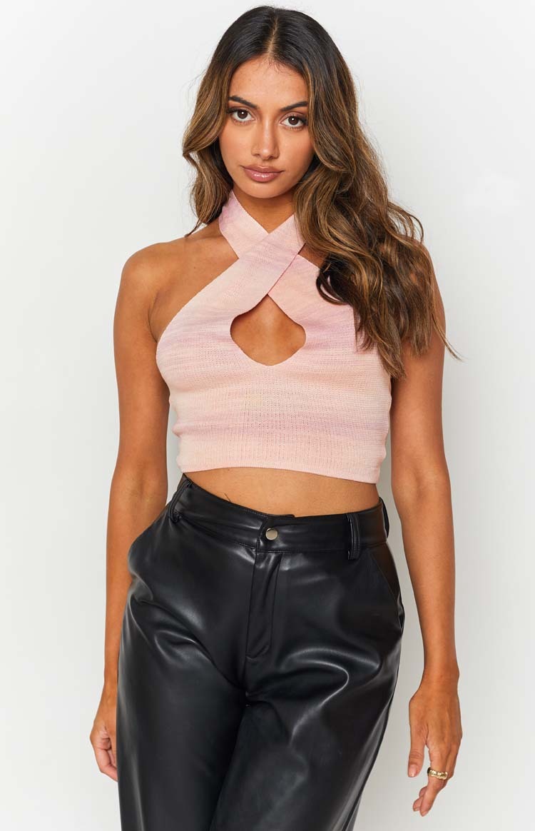 Juliana Knit Halter Top Pink-Vavasi.All Rights Reserved.