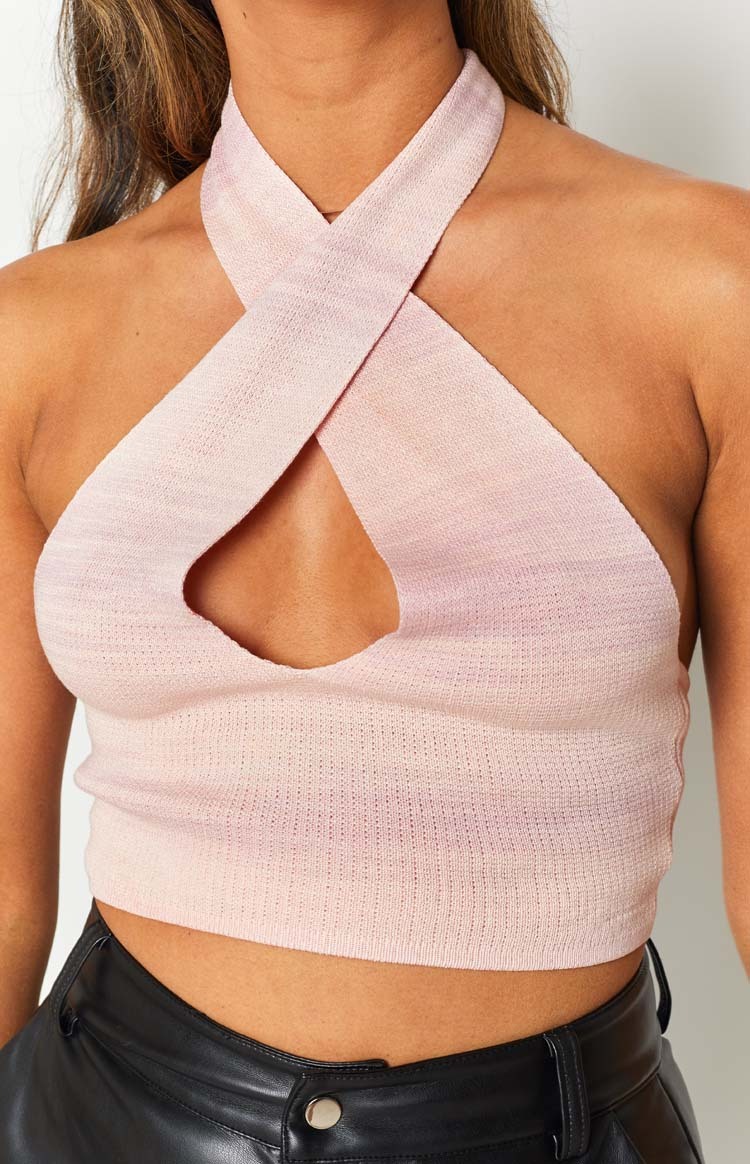 Juliana Knit Halter Top Pink-Vavasi.All Rights Reserved.