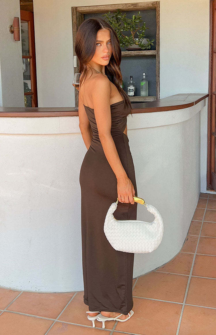 Juliete Brown Midi Dress-Vavasi.All Rights Reserved.