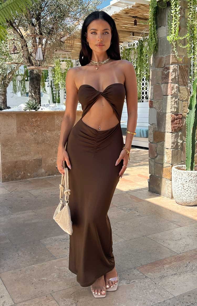 Juliete Brown Midi Dress-Vavasi.All Rights Reserved.