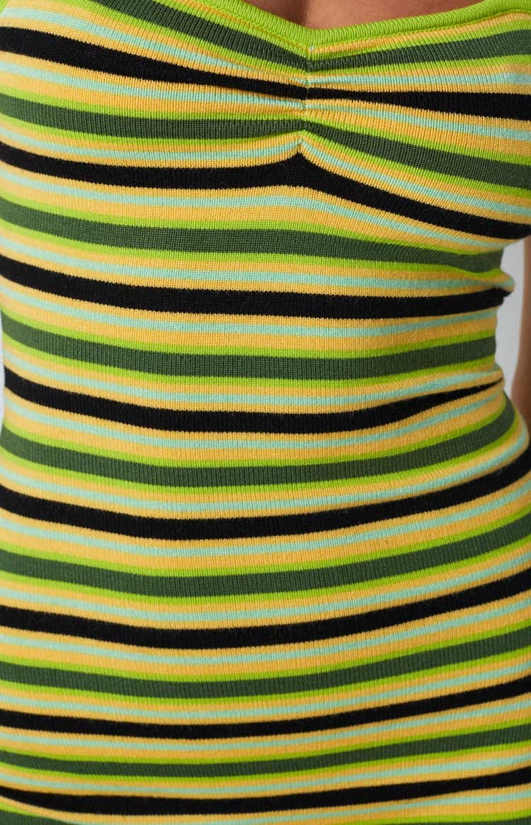 Juliette Striped Halter Dress Green-Vavasi.All Rights Reserved.