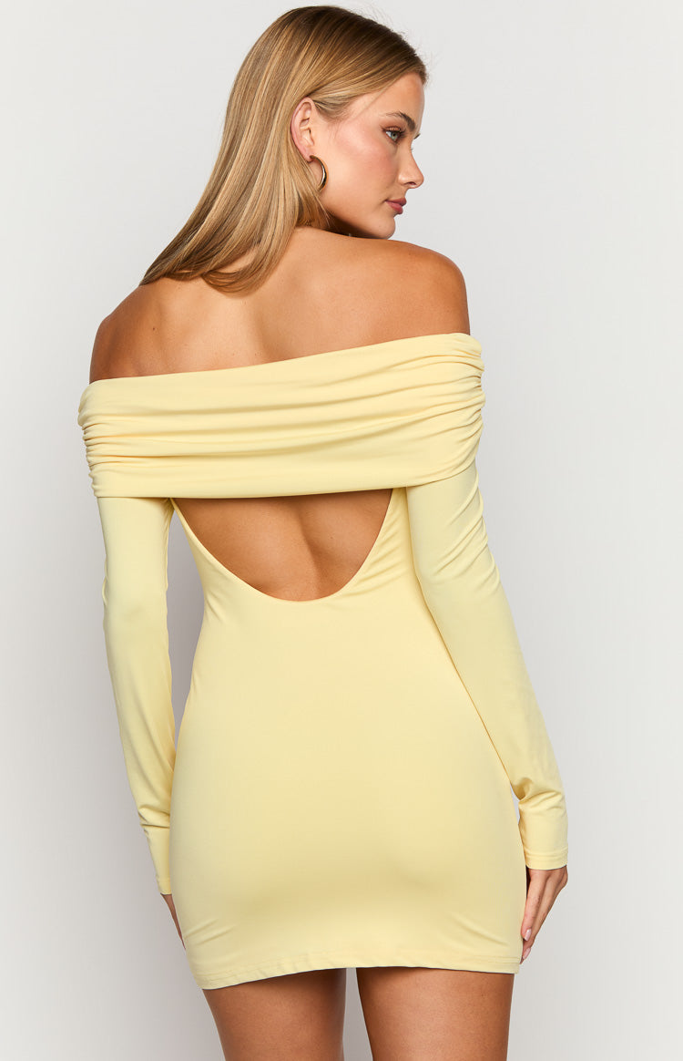 Junie Yellow Long Sleeve Mini Dress-Vavasi.All Rights Reserved.
