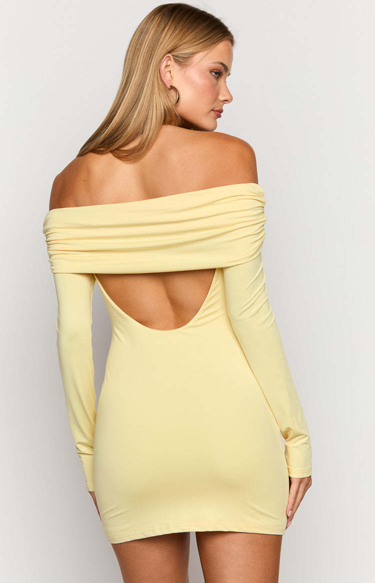 Junie Yellow Long Sleeve Mini Dress-Vavasi.All Rights Reserved.