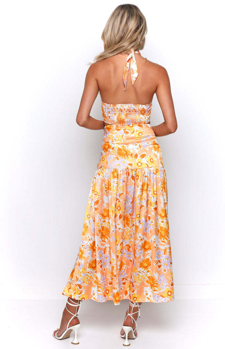 Juniper Orange Floral Maxi Skirt-Vavasi.All Rights Reserved.