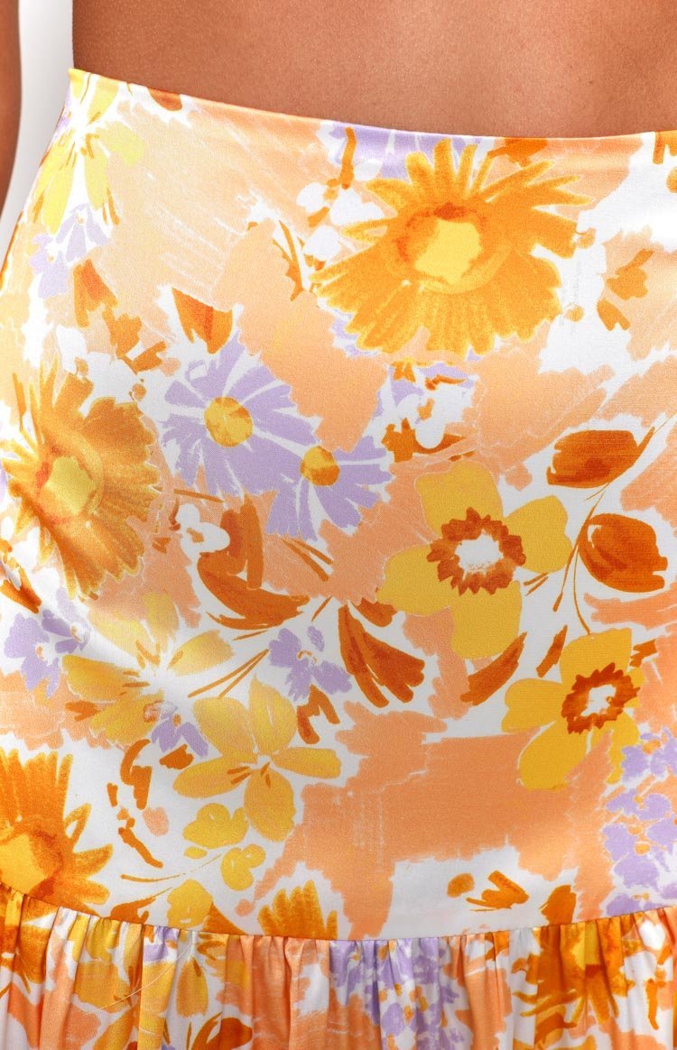 Juniper Orange Floral Maxi Skirt-Vavasi.All Rights Reserved.