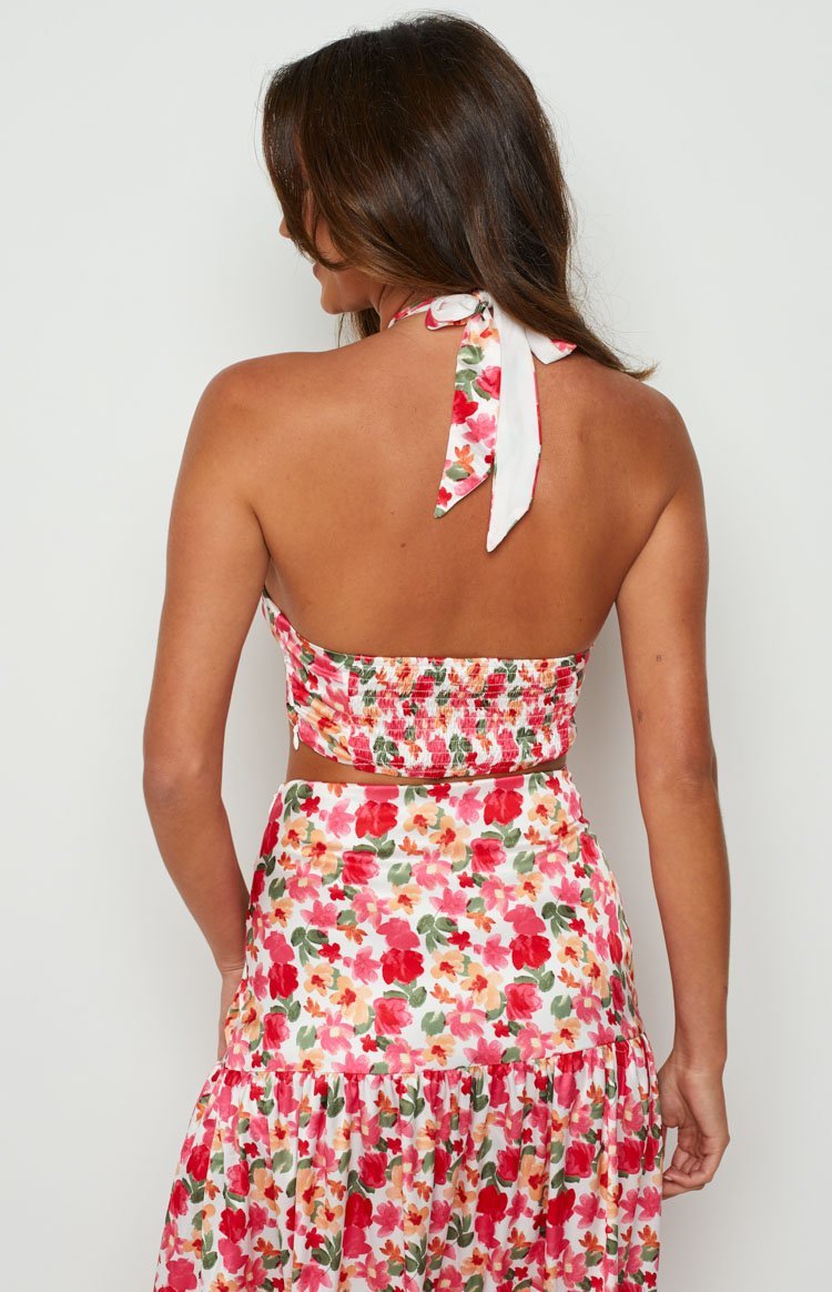 Juniper White Floral Halter Top-Vavasi.All Rights Reserved.