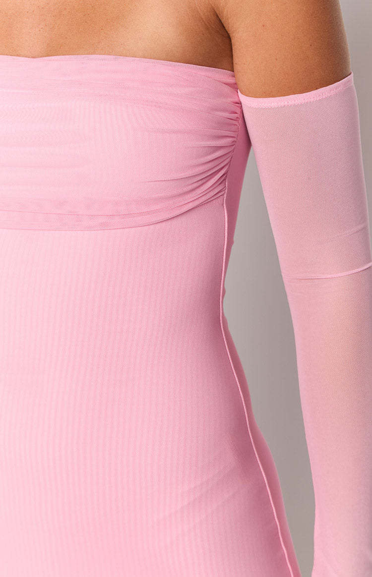 Kaliana Pink Off The Shoulder Mini Dress-Vavasi.All Rights Reserved.