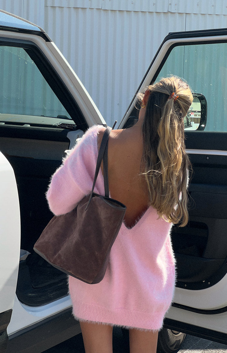 Kleine Pink Long Sleeve Knit Mini Dress-Vavasi.All Rights Reserved.