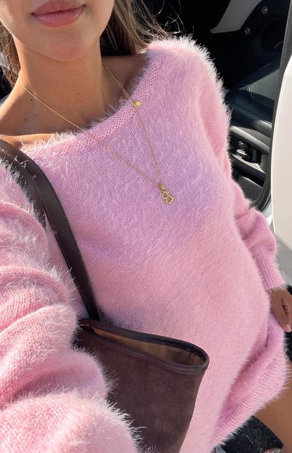 Kleine Pink Long Sleeve Knit Mini Dress-Vavasi.All Rights Reserved.