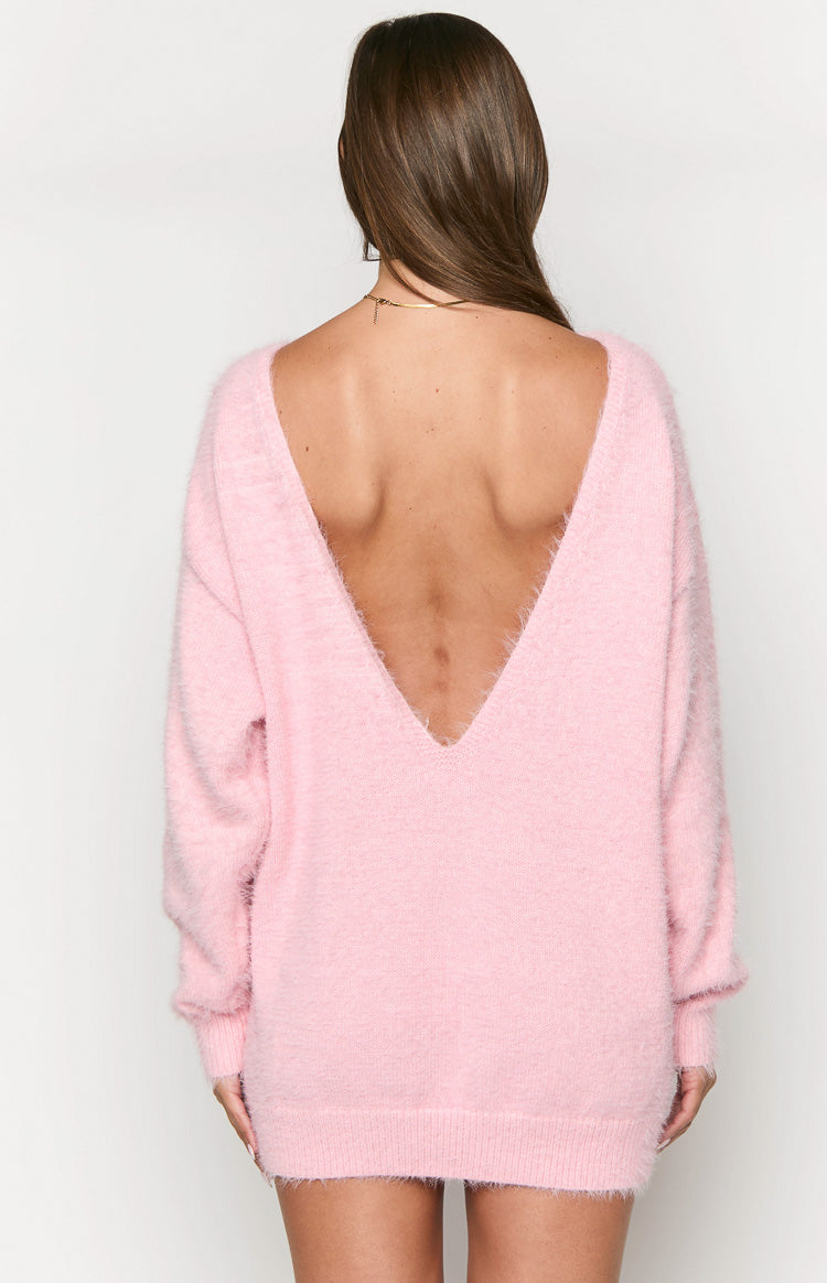 Kleine Pink Long Sleeve Knit Mini Dress-Vavasi.All Rights Reserved.