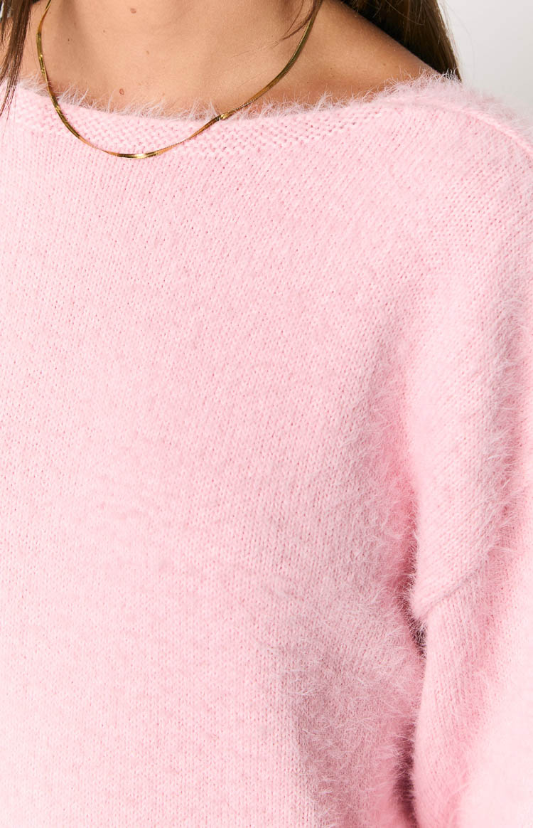 Kleine Pink Long Sleeve Knit Mini Dress-Vavasi.All Rights Reserved.