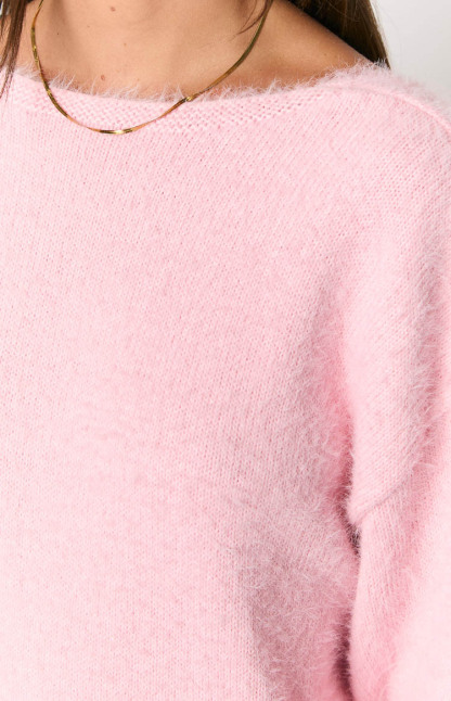 Kleine Pink Long Sleeve Knit Mini Dress-Vavasi.All Rights Reserved.
