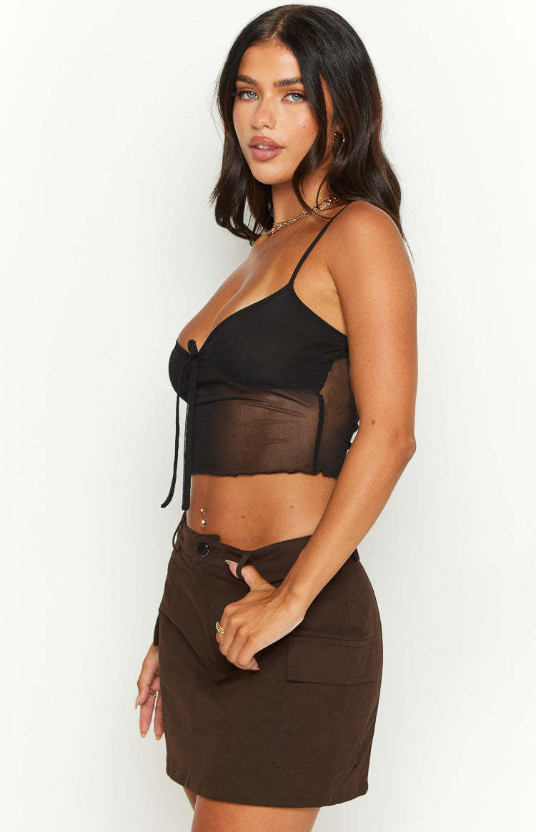 Kacie Chocolate Cargo Mini Skirt-Vavasi.All Rights Reserved.