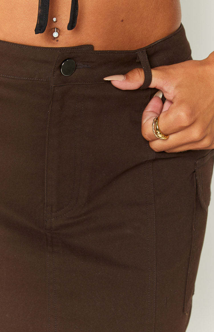 Kacie Chocolate Cargo Mini Skirt-Vavasi.All Rights Reserved.