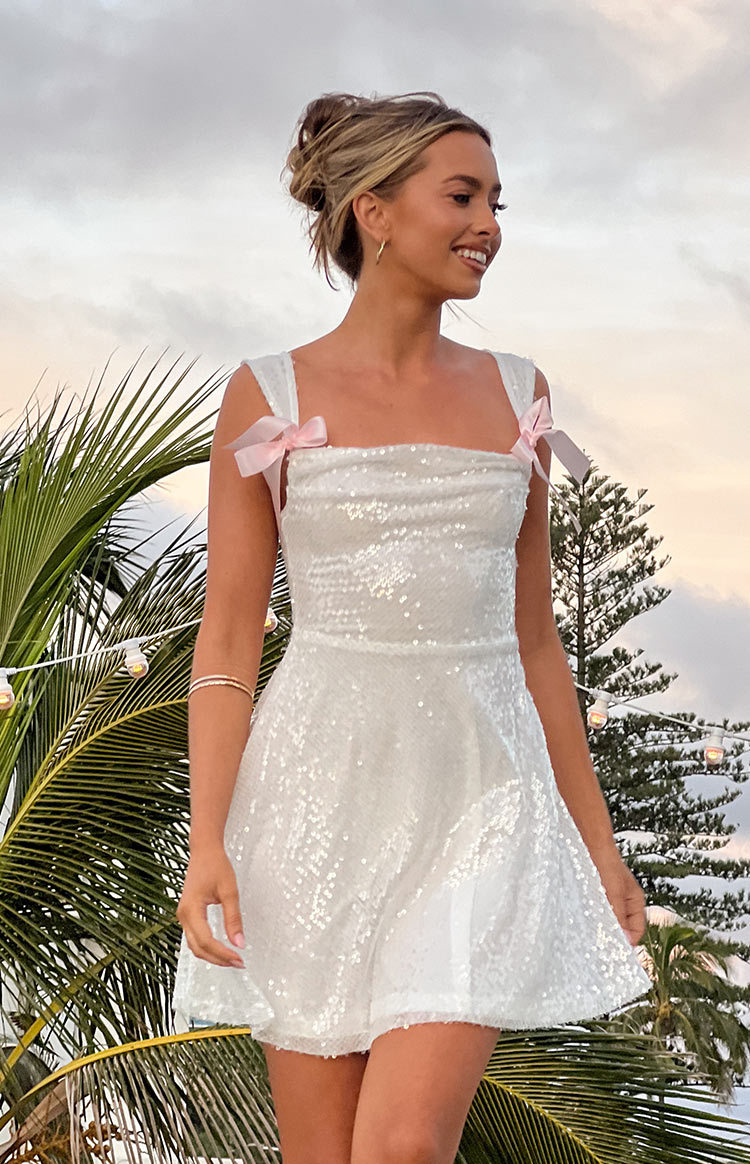 Kairos White Sequin Mini Dress-Vavasi.All Rights Reserved.