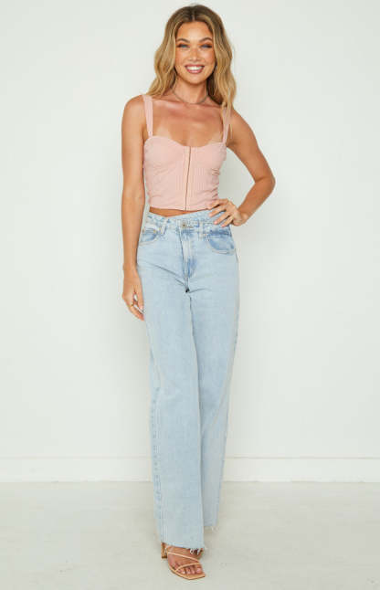Kala Pink Rib Corset Top-Vavasi.All Rights Reserved.