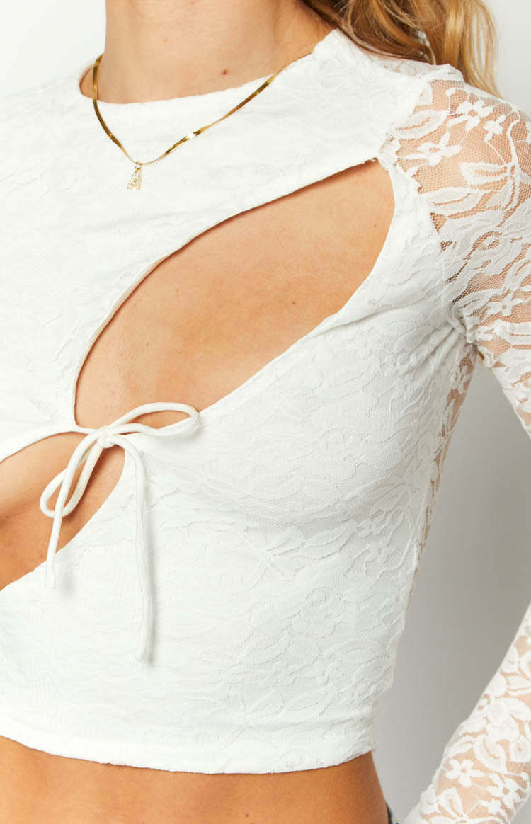 Kalina White Lace Long Sleeve Top-Vavasi.All Rights Reserved.