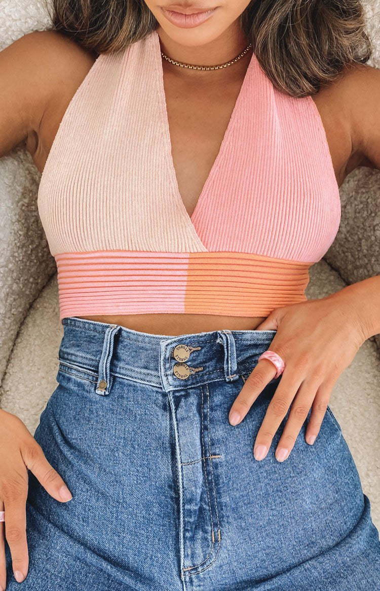 Kallie Halter Neck Top Pink-Vavasi.All Rights Reserved.