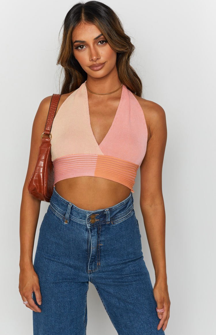 Kallie Halter Neck Top Pink-Vavasi.All Rights Reserved.