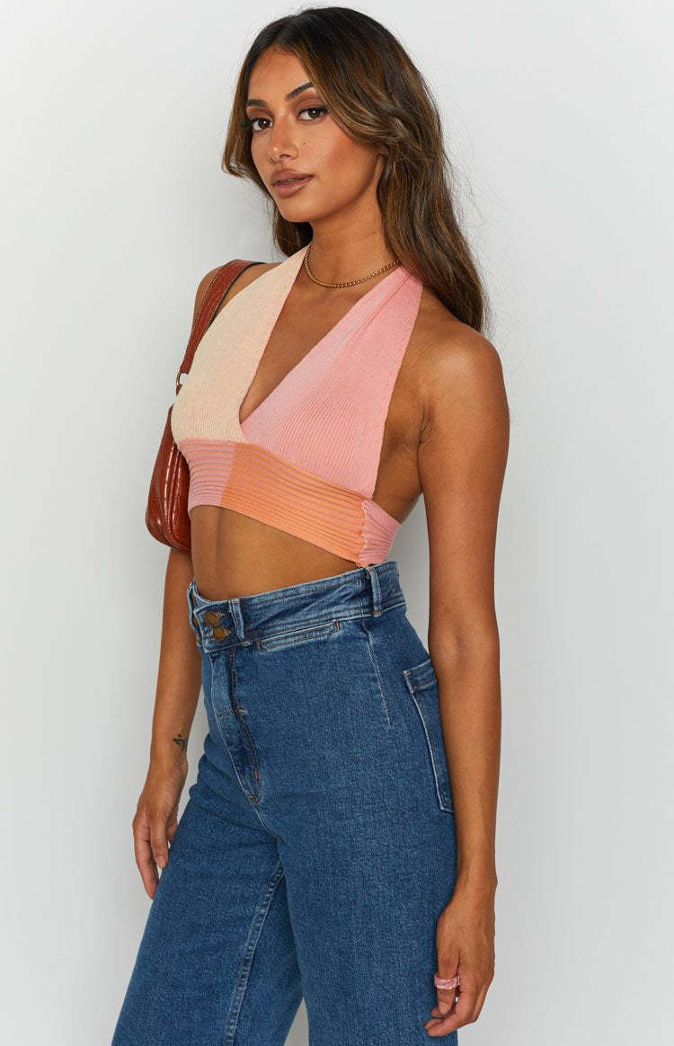 Kallie Halter Neck Top Pink-Vavasi.All Rights Reserved.