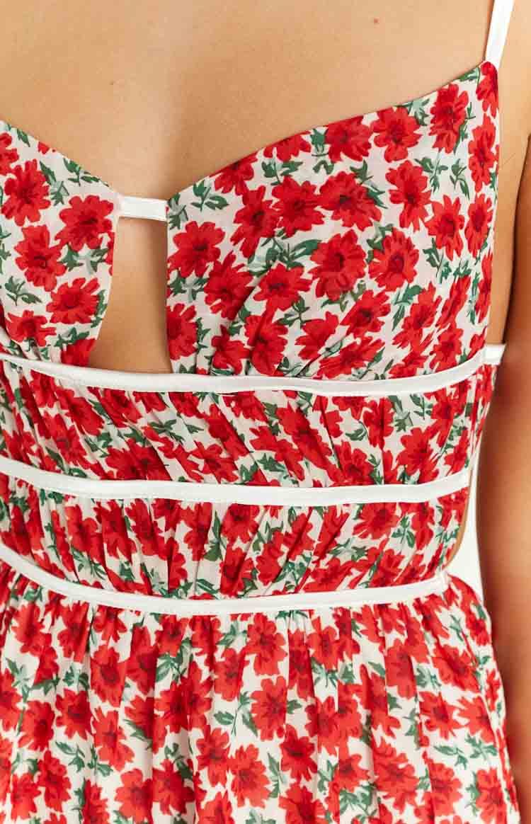 Kandi Red Floral Mini Dress-Vavasi.All Rights Reserved.