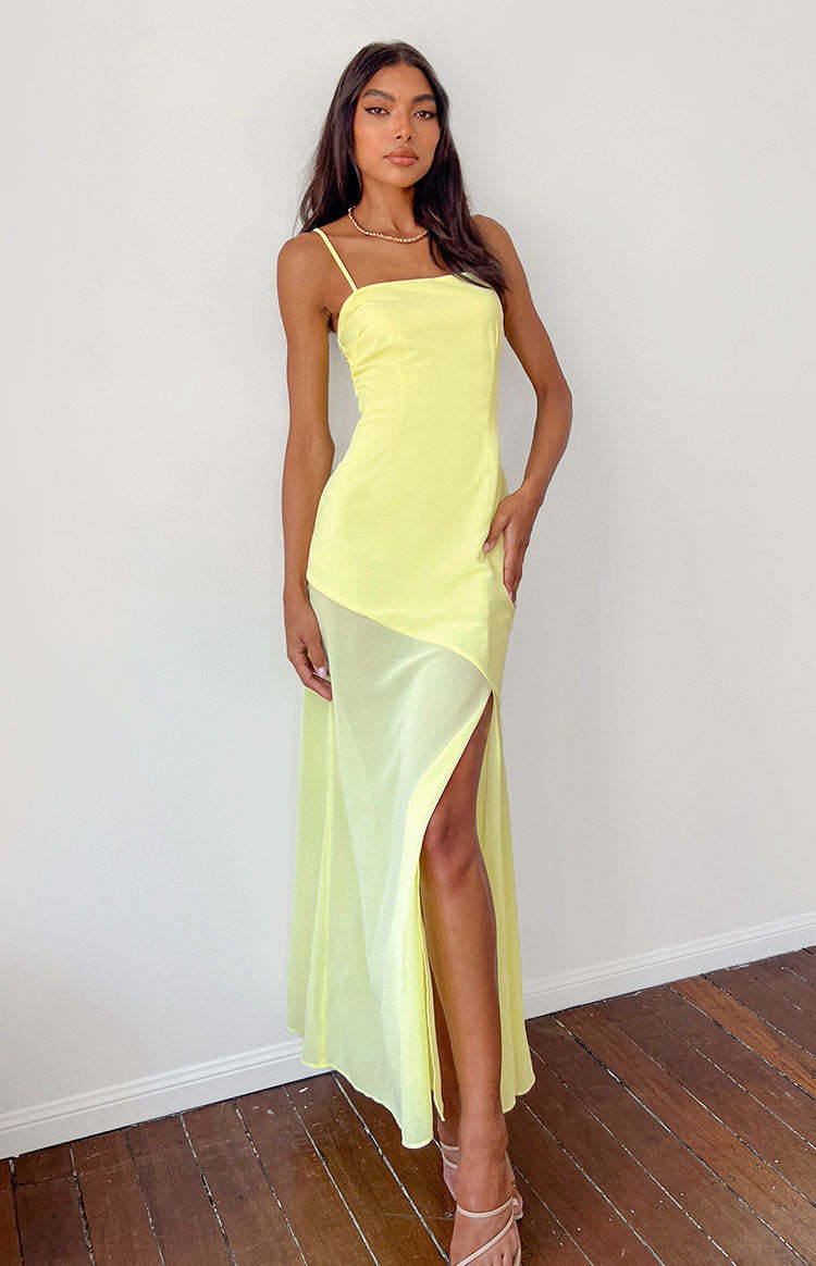 Karmic Yellow Chiffon Maxi Dress-Vavasi.All Rights Reserved.
