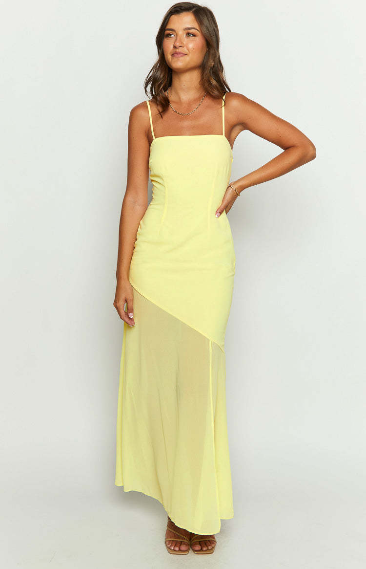 Karmic Yellow Chiffon Maxi Dress-Vavasi.All Rights Reserved.
