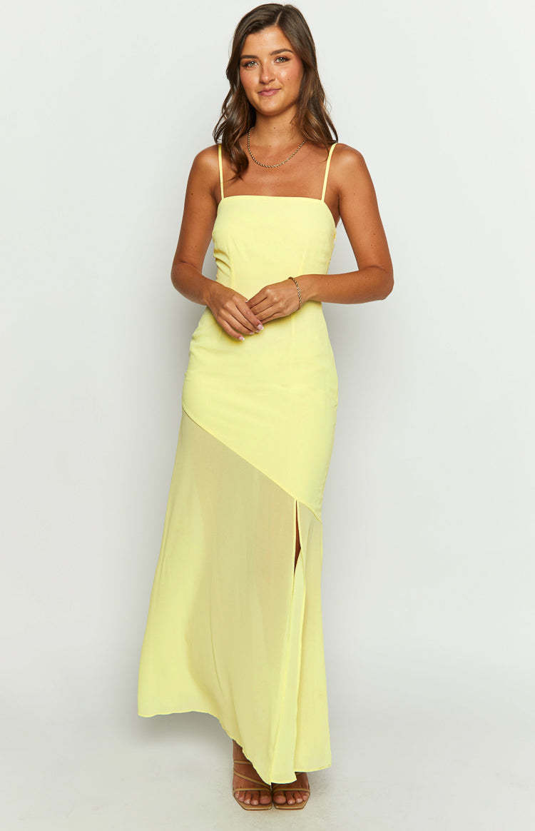 Karmic Yellow Chiffon Maxi Dress-Vavasi.All Rights Reserved.
