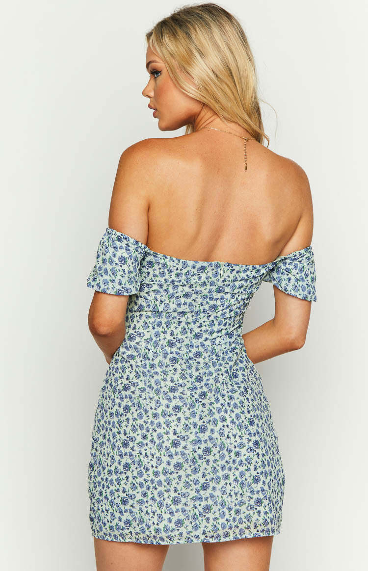 Katy Blue Floral Mini Dress-Vavasi.All Rights Reserved.