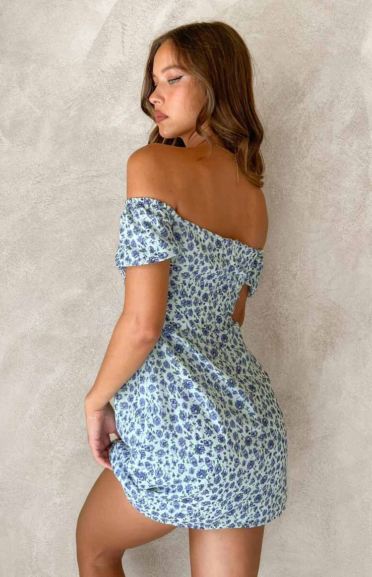 Katy Blue Floral Mini Dress-Vavasi.All Rights Reserved.
