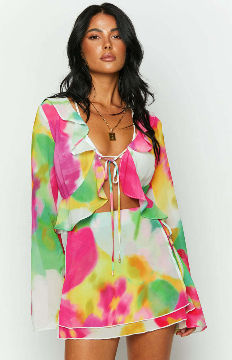 Kazan Floral Print Frill Top-Vavasi.All Rights Reserved.
