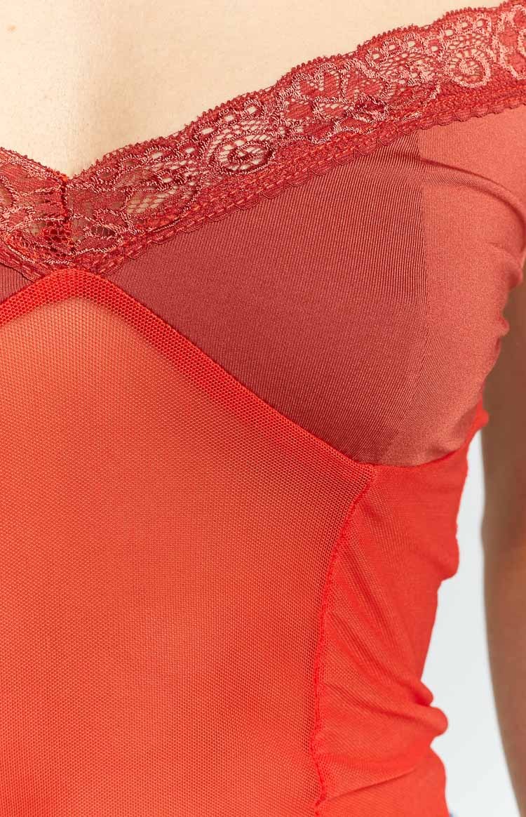 Kelsa Orange Lace Cami-Vavasi.All Rights Reserved.