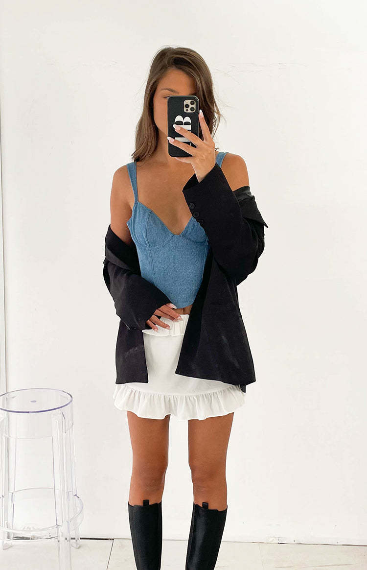 Kelsey White Mini Skirt-Vavasi.All Rights Reserved.