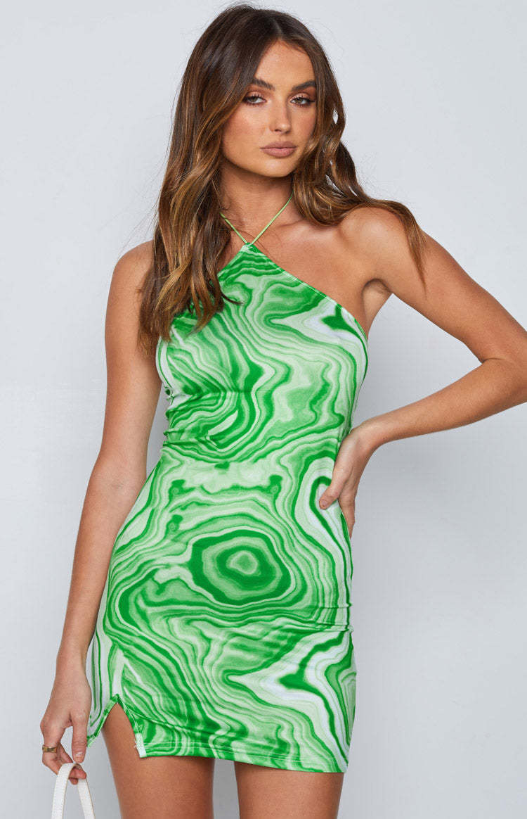 Kendall Swirl Mini Dress Green-Vavasi.All Rights Reserved.
