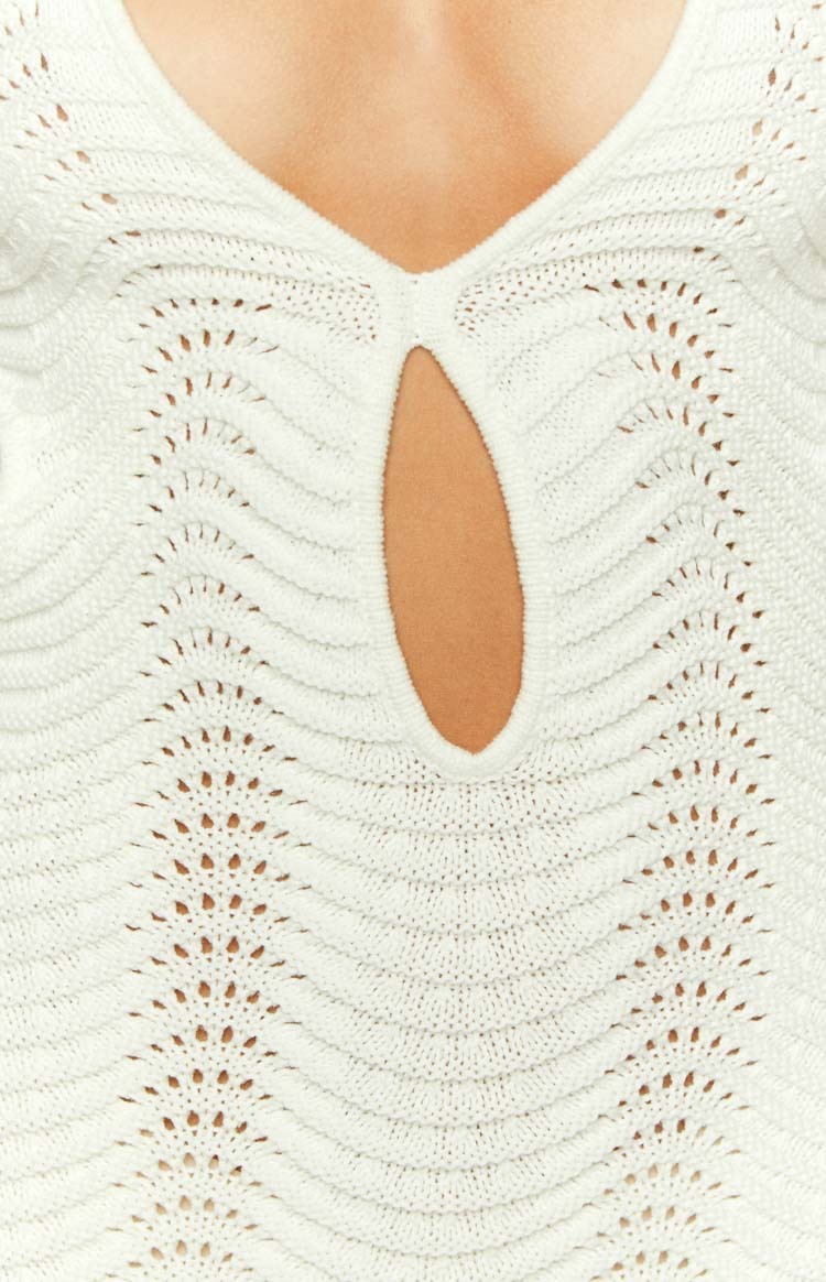Kimberley White Knit Mini Dress-Vavasi.All Rights Reserved.