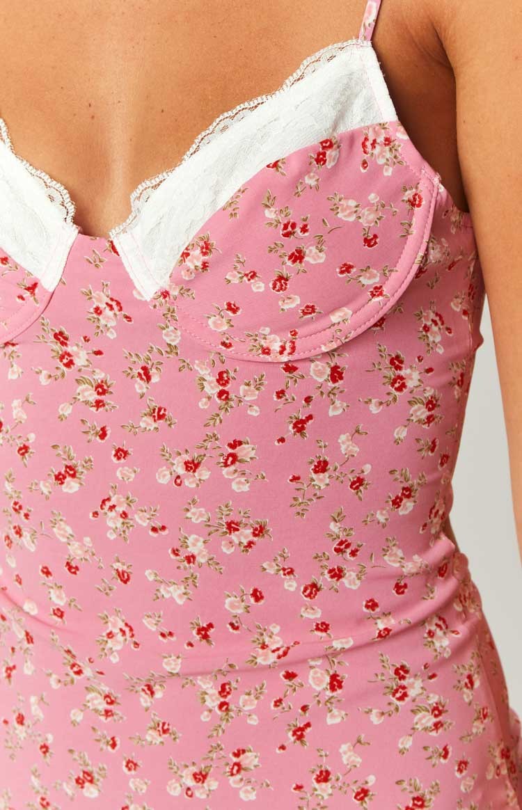 Kinsley Pink Floral Midi Dress-Vavasi.All Rights Reserved.
