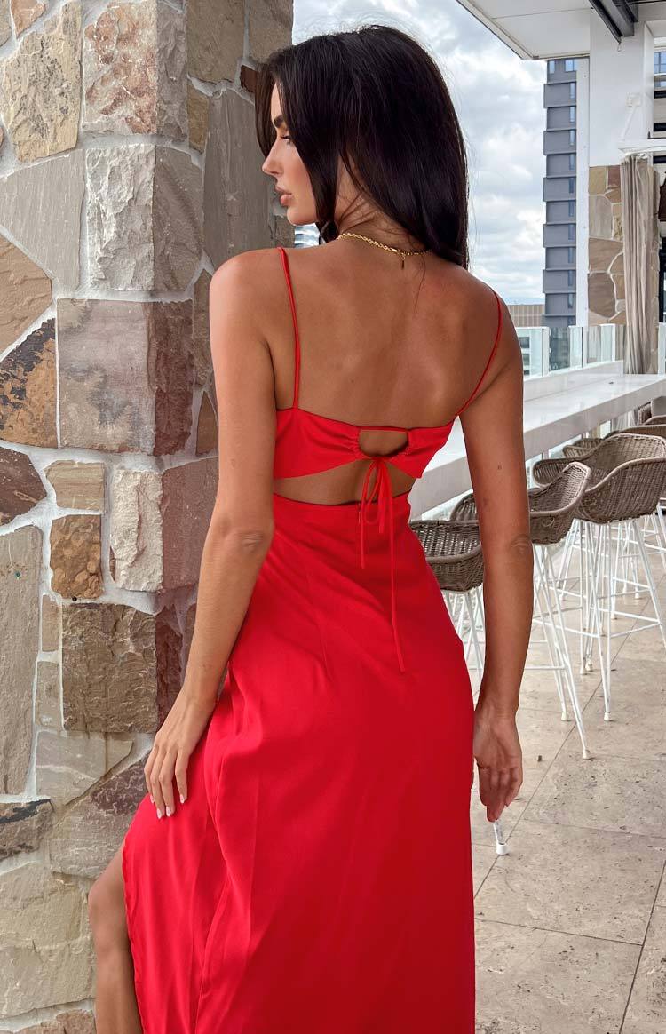 Kirrily Red Midi Dress-Vavasi.All Rights Reserved.