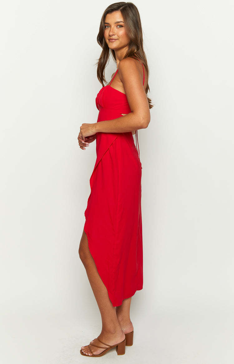 Kirrily Red Midi Dress-Vavasi.All Rights Reserved.