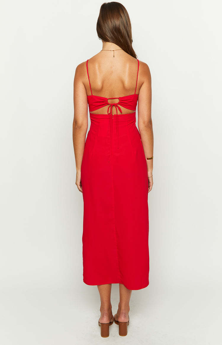 Kirrily Red Midi Dress-Vavasi.All Rights Reserved.