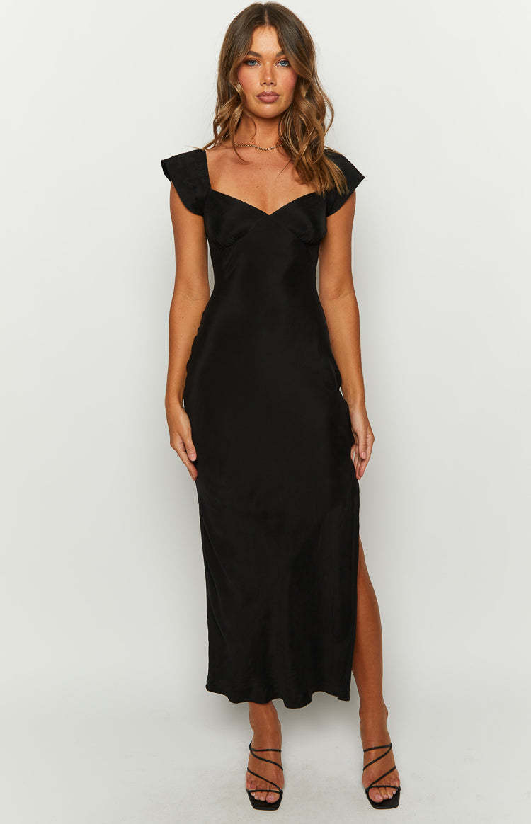 Kora Short Sleeve Black Maxi Dress-Vavasi.All Rights Reserved.