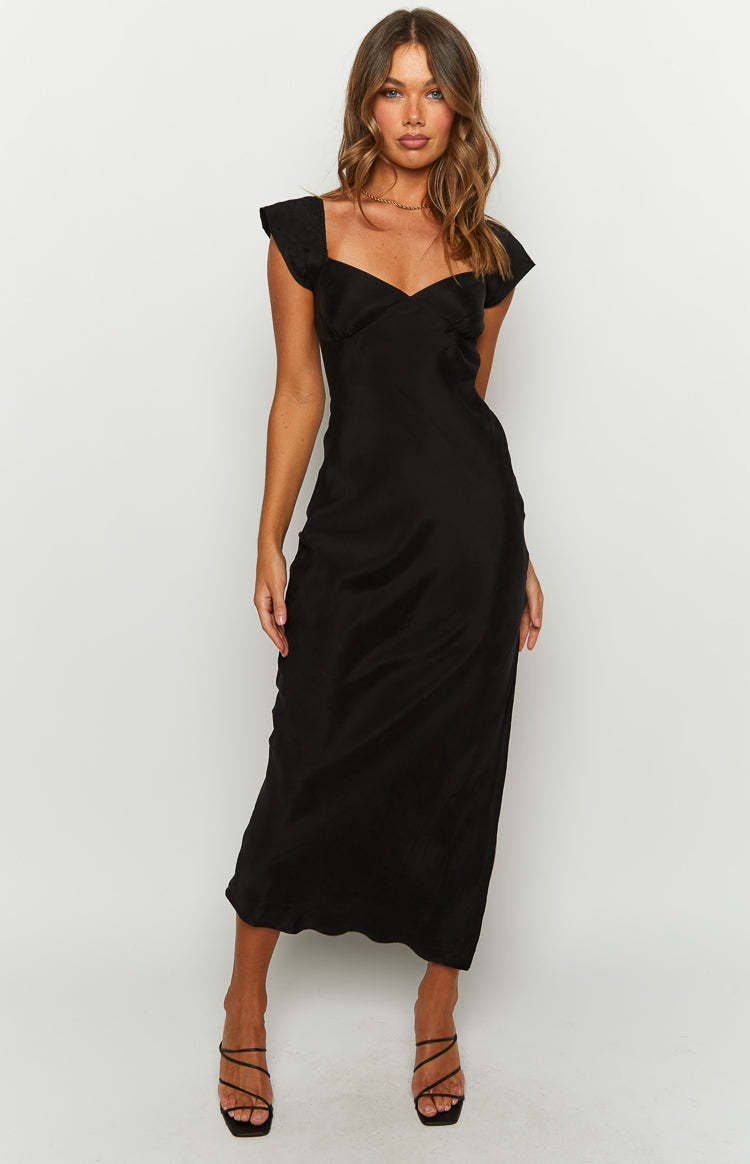 Kora Short Sleeve Black Maxi Dress-Vavasi.All Rights Reserved.