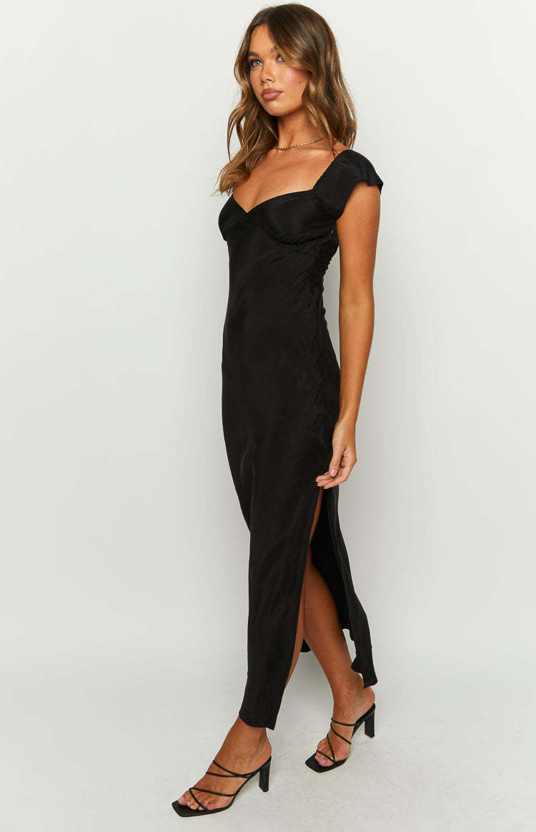 Kora Short Sleeve Black Maxi Dress-Vavasi.All Rights Reserved.