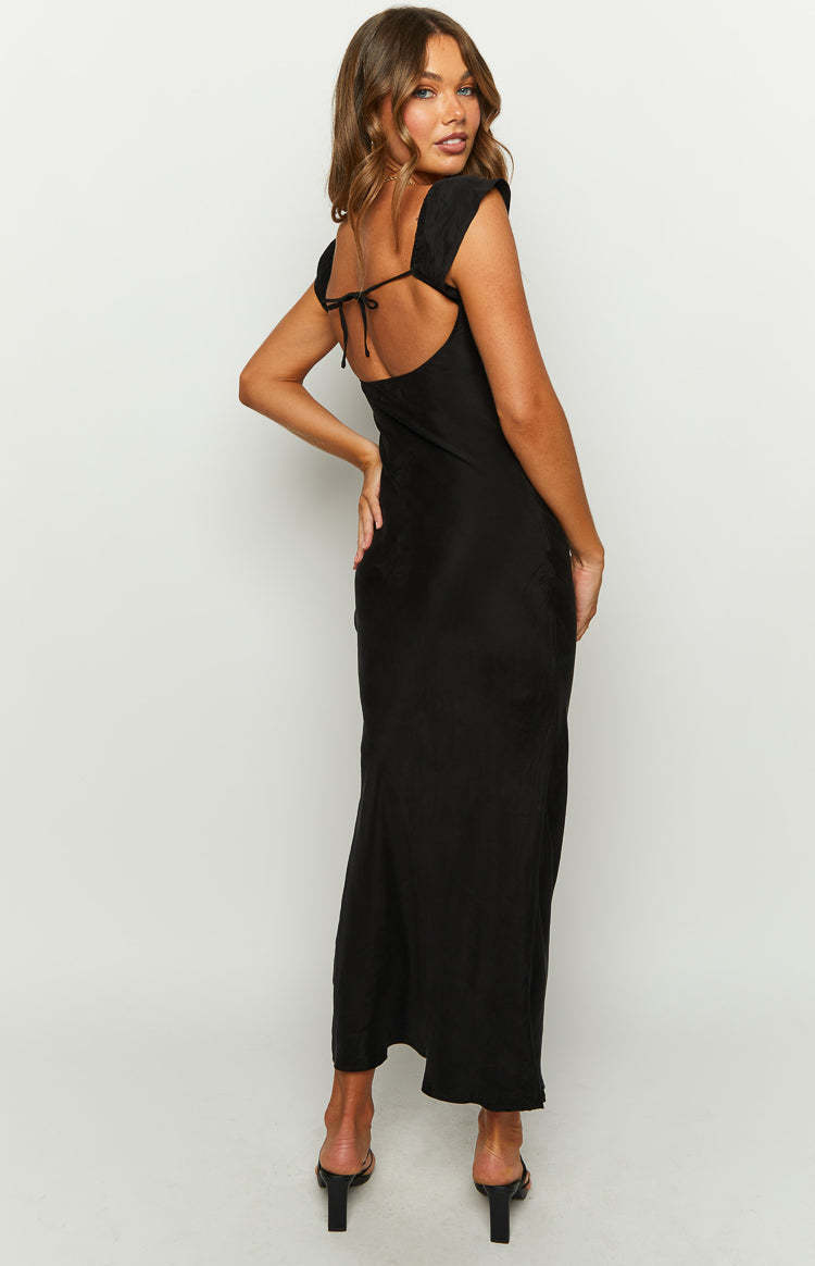 Kora Short Sleeve Black Maxi Dress-Vavasi.All Rights Reserved.