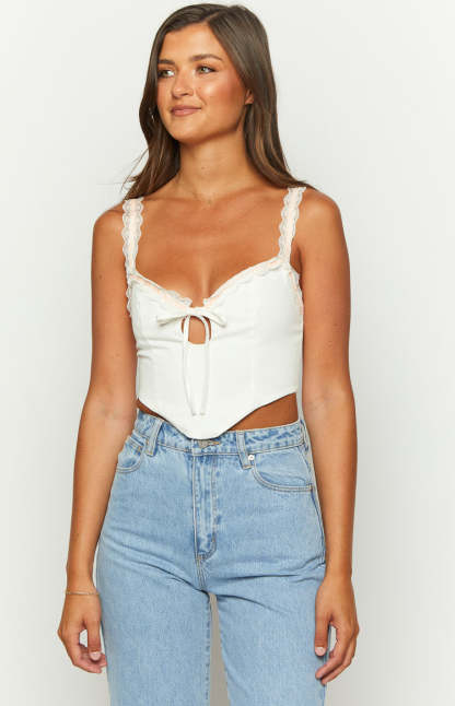 Kristin White Corset Top-Vavasi.All Rights Reserved.