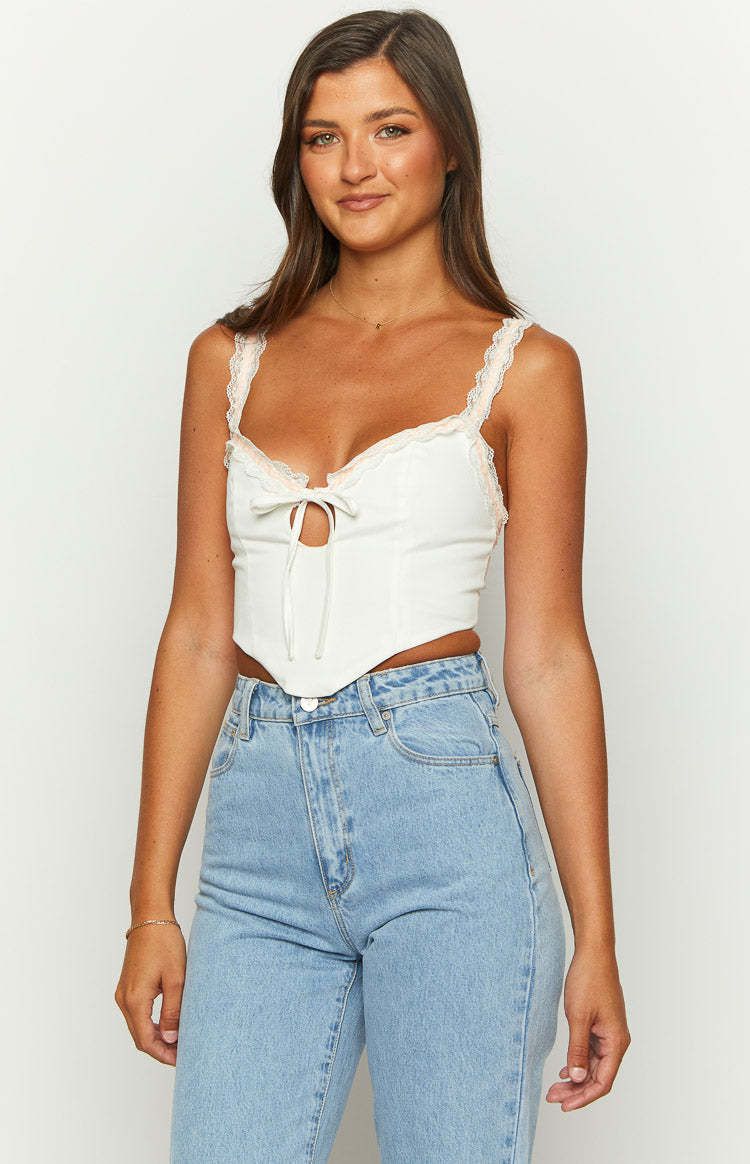 Kristin White Corset Top-Vavasi.All Rights Reserved.
