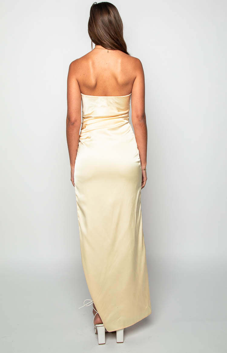 Kyla Yellow Satin Maxi Dress-Vavasi.All Rights Reserved.